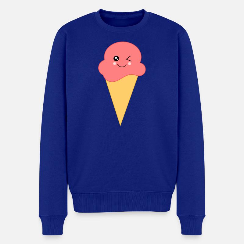 Eis Eiscreme Erdbeereis - Männer Premium Bio Pullover - Royalblau