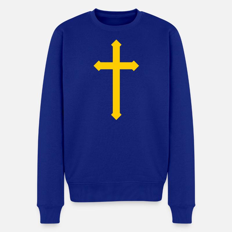 Kreuz - Männer Premium Bio Pullover - Royalblau