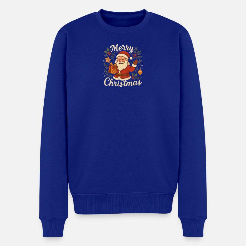 Frohe Weihnachtsmann-Geschenk-Illustration - Männer Premium Bio Pullover - Royalblau