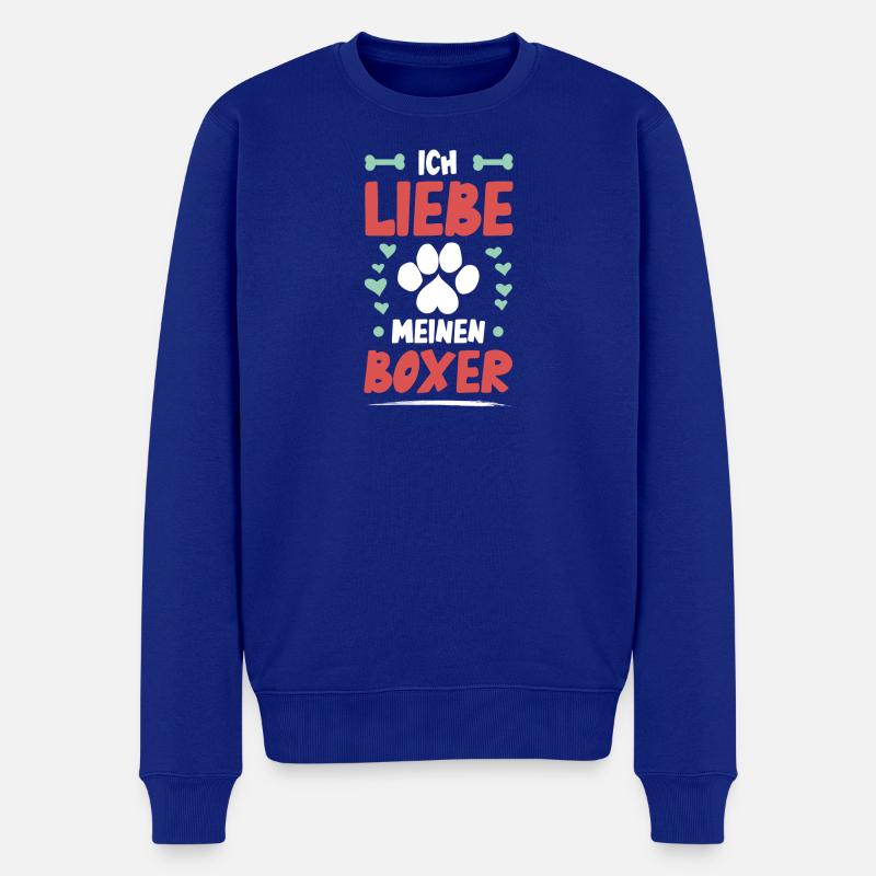 Ich liebe meinen Boxer - Männer Premium Bio Pullover - Royalblau