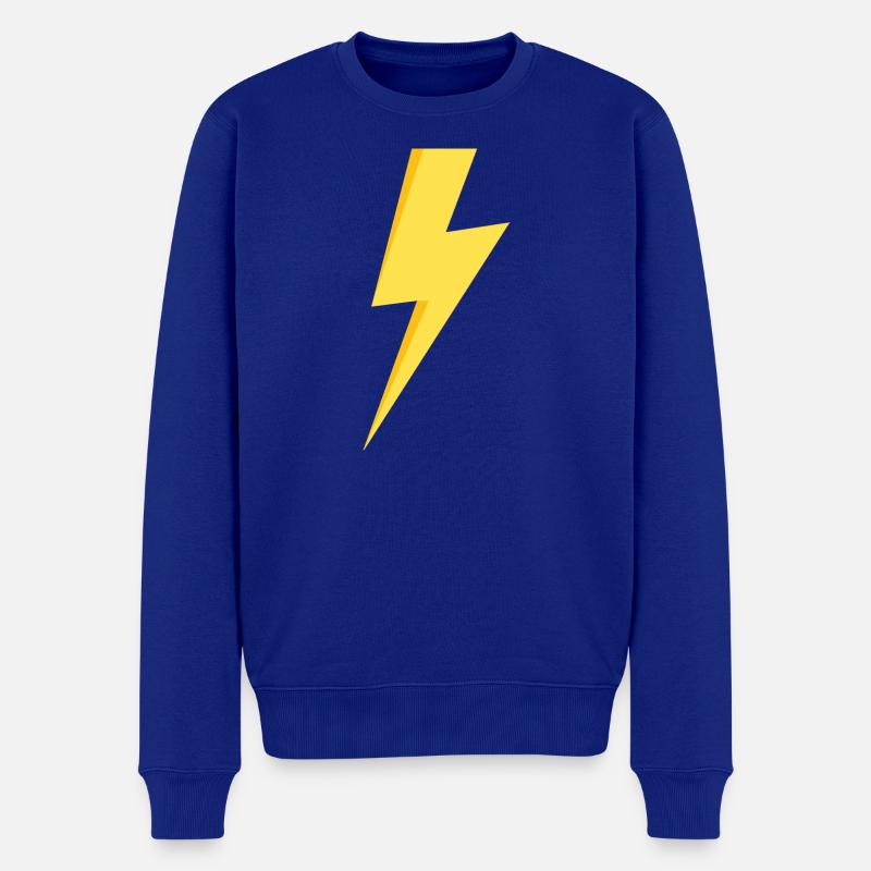 Gelber Blitz - Männer Premium Bio Pullover - Royalblau