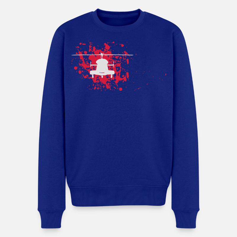 Hubschrauber im Blut - Männer Premium Bio Pullover - Royalblau