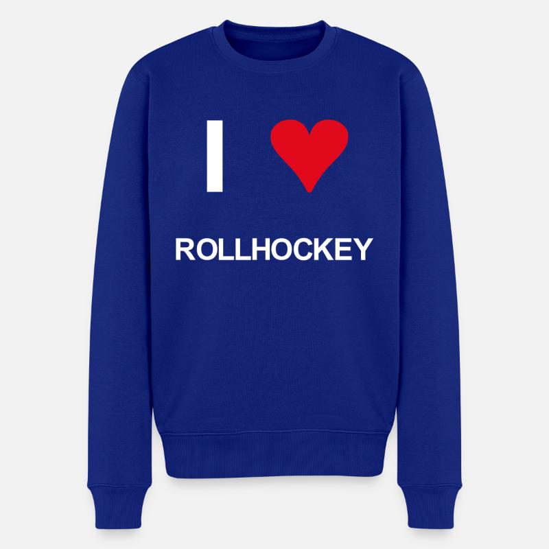 I love rollhockey - Männer Premium Bio Pullover - Royalblau