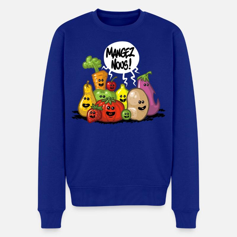 Fuits et legumes - Pull Premium bio Homme - bleu roi