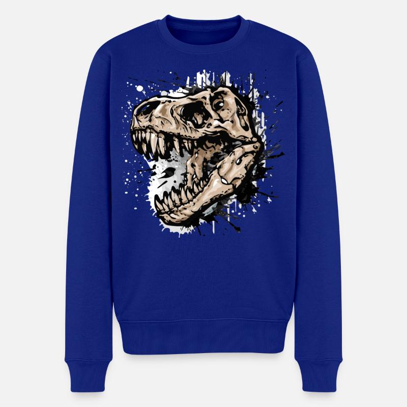 Trex / T-Rex Dinosaurier  - Männer Premium Bio Pullover - Royalblau
