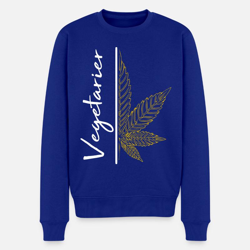 Vegetarier / Cannabis / Cannabisblatt / Hanf - Männer Premium Bio Pullover - Royalblau