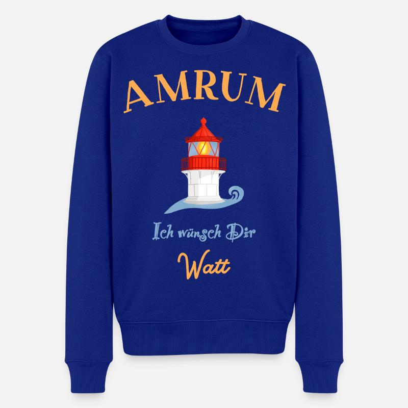 Amrum, Leuchtturm Norddorf, Ich wünsch Dir Watt - Männer Premium Bio Pullover - Royalblau