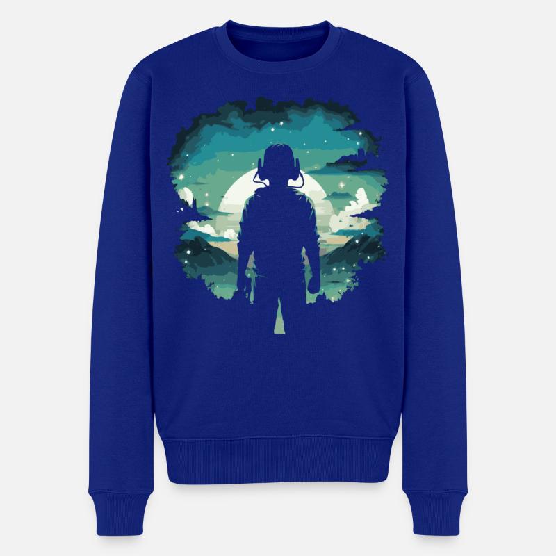 Pixel Art Anime T-Shirt Gaming Moon - Pull Premium bio Homme - bleu roi