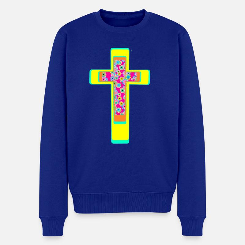 Croix Croix Crucifix - Pull Premium bio Homme - bleu roi