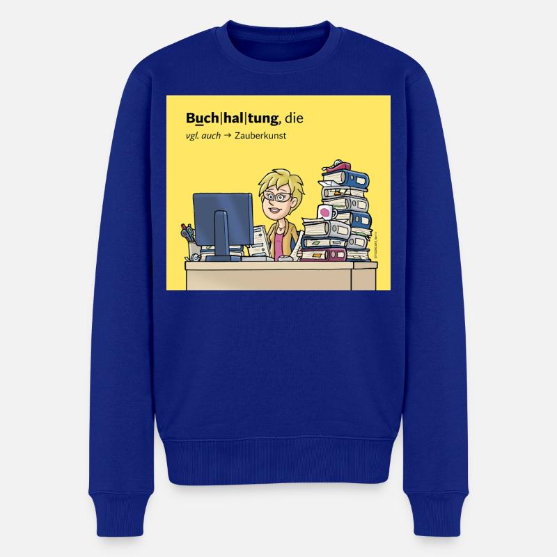 Buchhalterin, Comicfigur - Männer Premium Bio Pullover - Royalblau