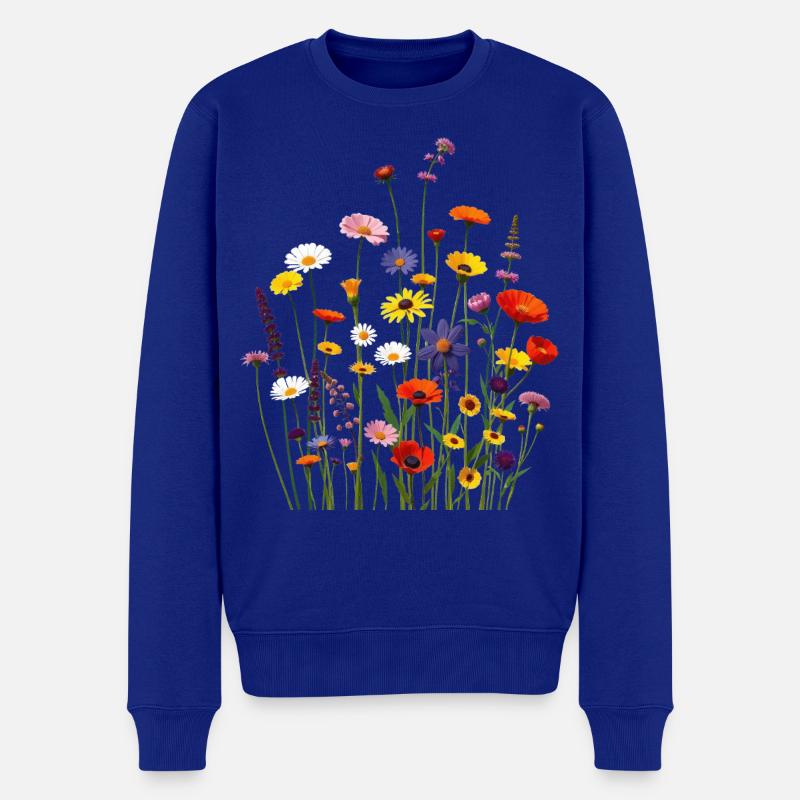 bunte Blumen - Männer Premium Bio Pullover - Royalblau