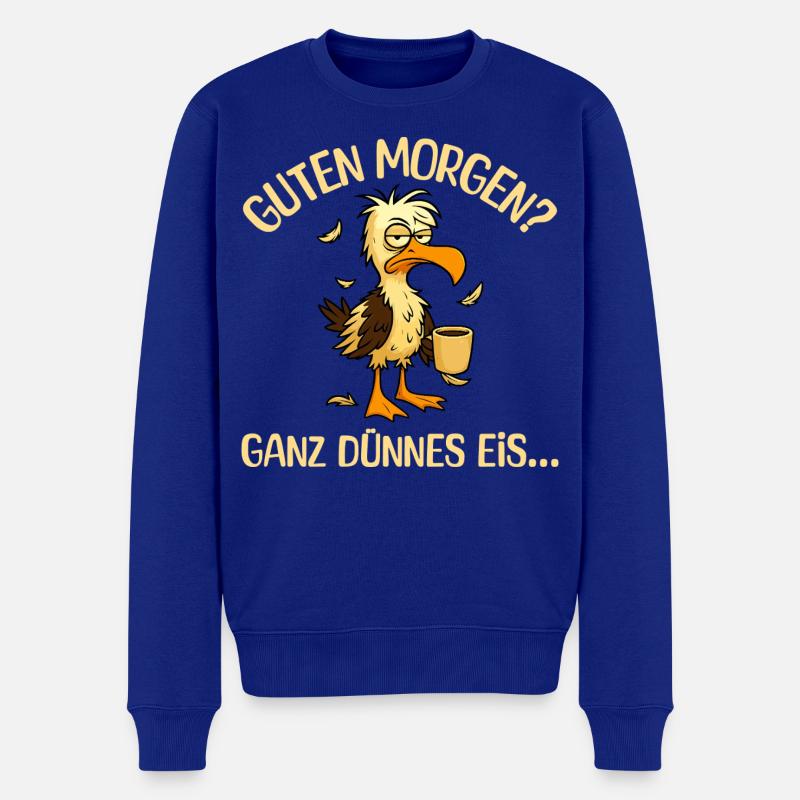 Morgenmuffel Möwe mit Kaffee - Männer Premium Bio Pullover - Royalblau