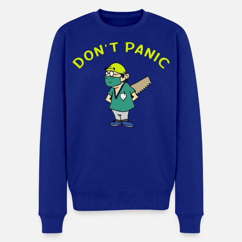 Don-t_panic-la_tronconneuse - Männer Premium Bio Pullover - Royalblau