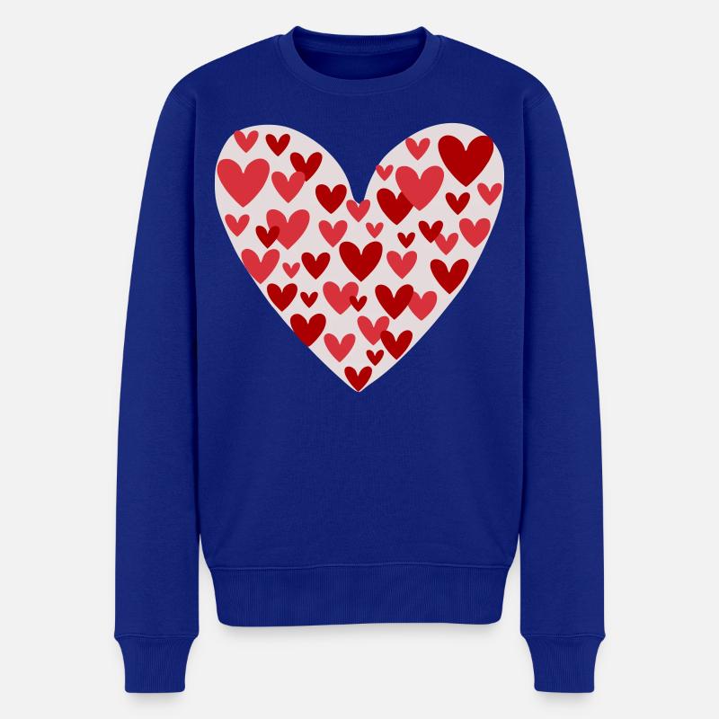 Viele Herzen Muster - Männer Premium Bio Pullover - Royalblau