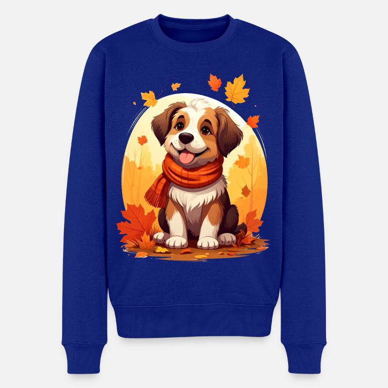 Hund im Herbst - Männer Premium Bio Pullover - Royalblau