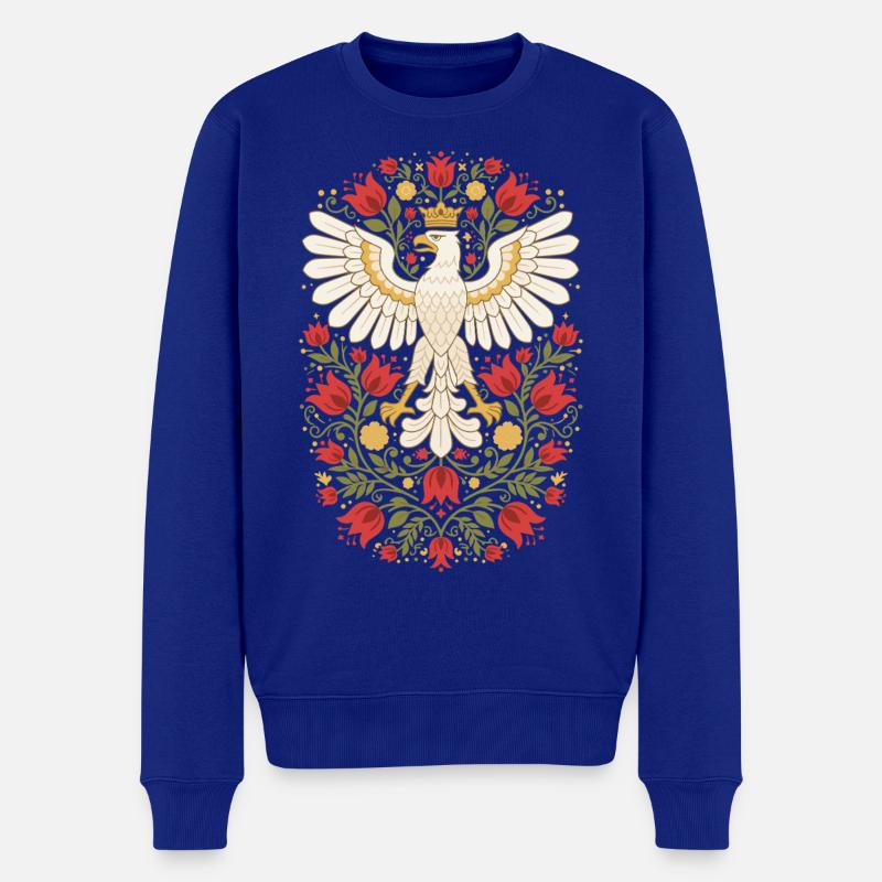 Polnischer Adler Volksblumenkunst - Männer Premium Bio Pullover - Royalblau