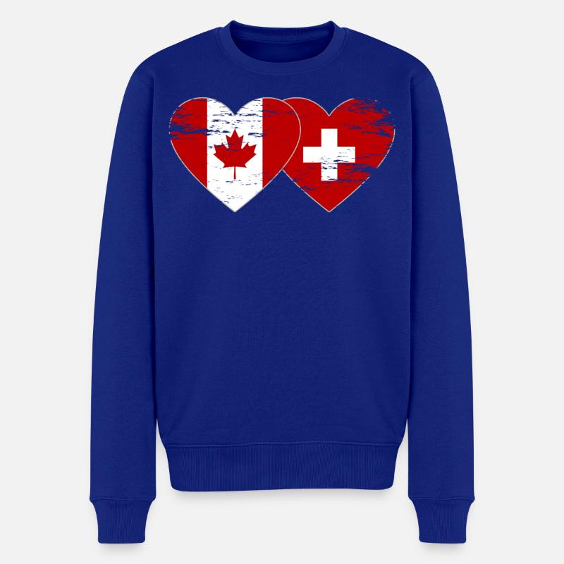 Cœur du drapeau Canada Suisse utilisé - Pull Premium bio Homme - bleu roi