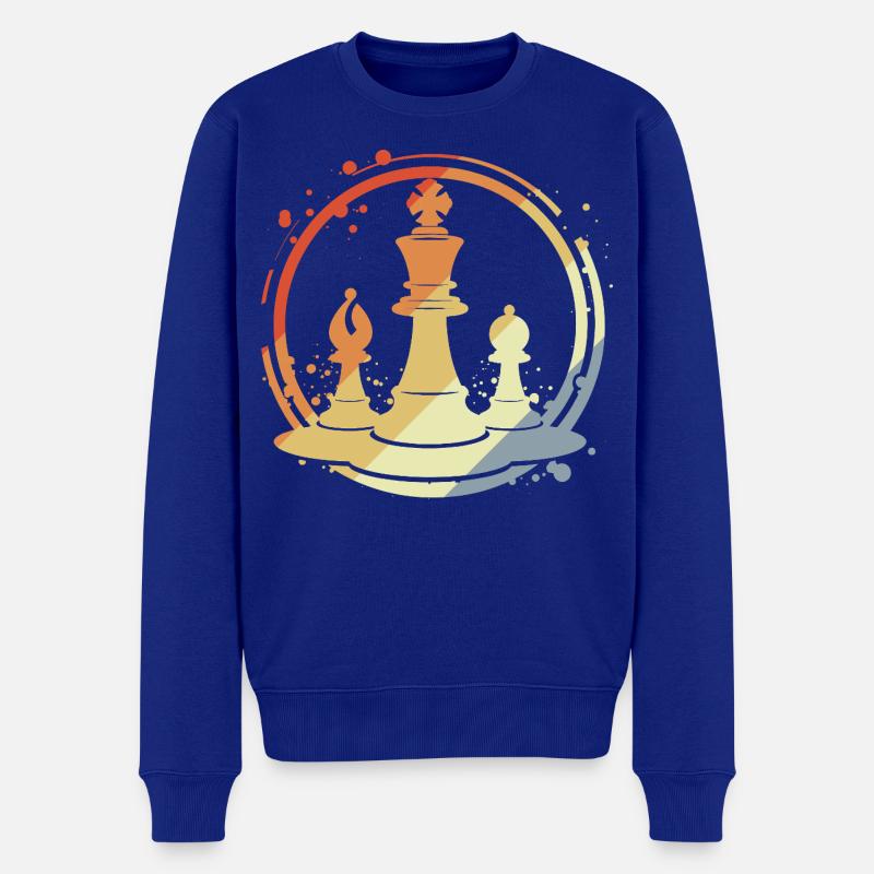Schachfiguren im Retro Stil - Männer Premium Bio Pullover - Royalblau