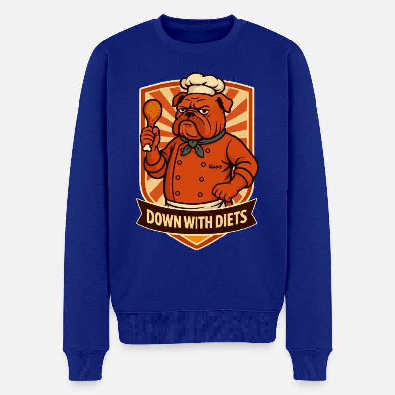 Keine-Diät-Koch-Bulldogge - Männer Premium Bio Pullover - Royalblau