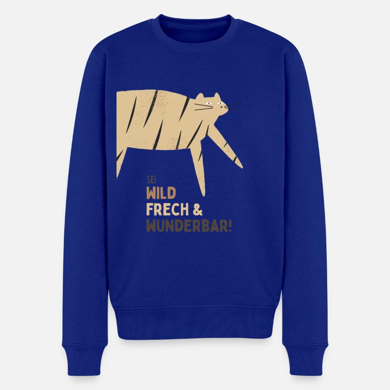 Sei wild French & Wunderbar Katze - Männer Premium Bio Pullover - Royalblau