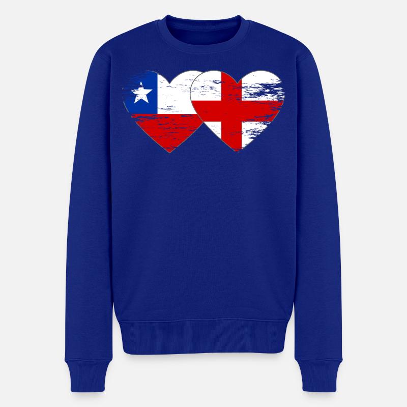 Chile England flagge Herz - Männer Premium Bio Pullover - Royalblau