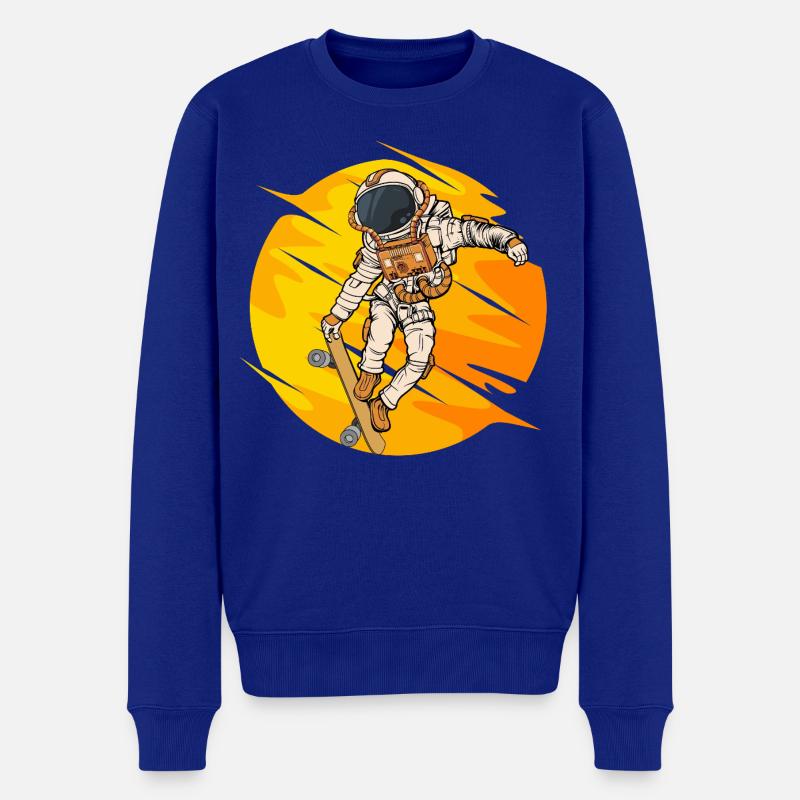 Astronaut Skateboard Sprung - Männer Premium Bio Pullover - Royalblau