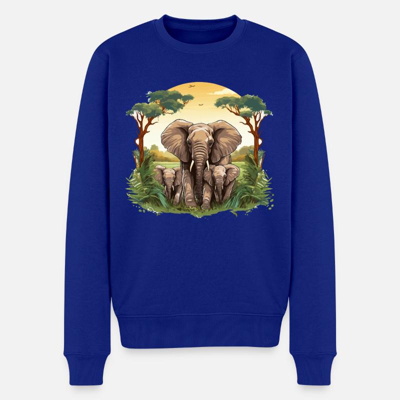 Savannen-Elefantenfamilie Illustration - Männer Premium Bio Pullover - Royalblau