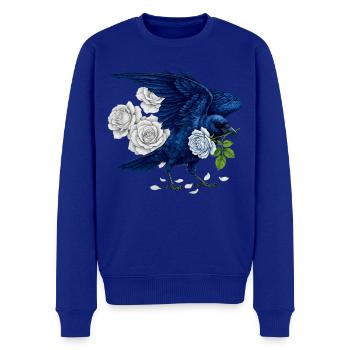 Blauer Rabe und Rosen - Männer Premium Bio Pullover - Royalblau - Vorne - Thijin (182cm)