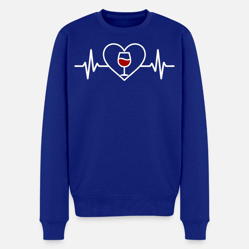 Rotwein Herz - Männer Premium Bio Pullover - Royalblau