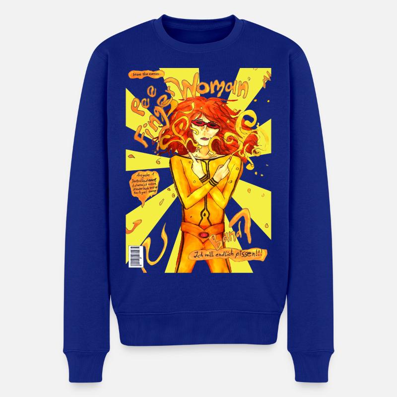 PeeFingerWoman2 - Männer Premium Bio Pullover - Royalblau