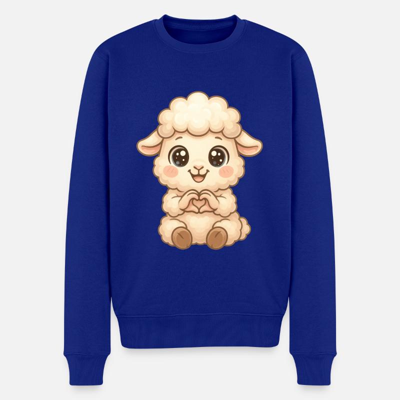 Süßes Schaf mit Herzhänden - Männer Premium Bio Pullover - Royalblau
