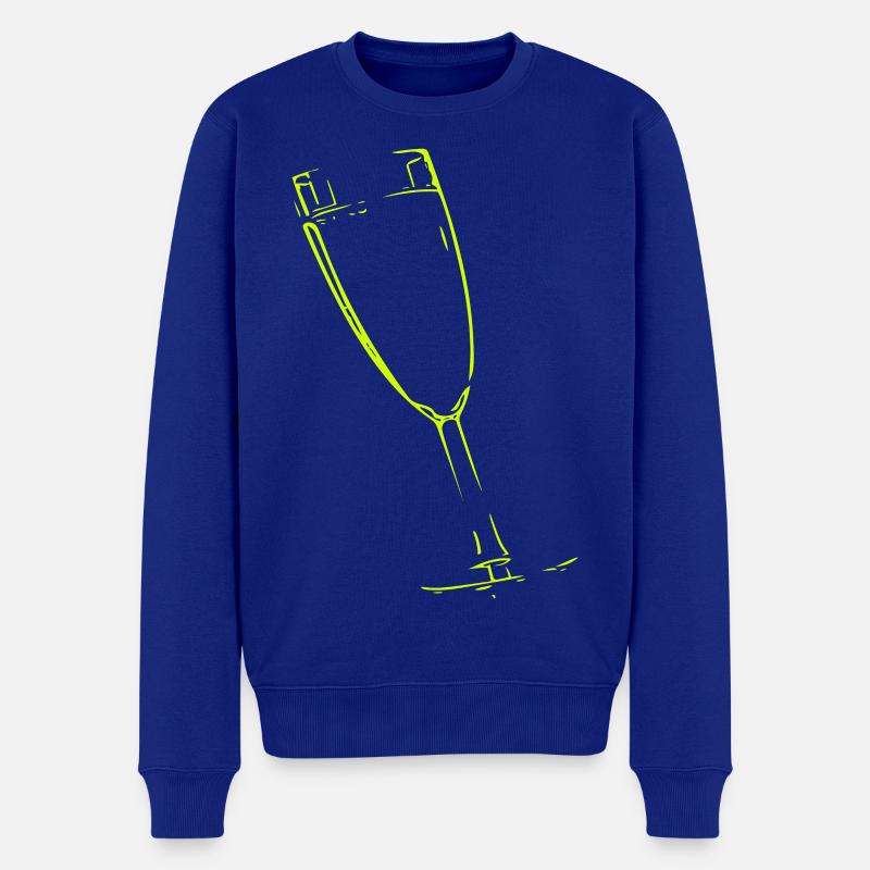 Verre abstrait / ligne / vert / motif - Pull Premium bio Homme - bleu roi