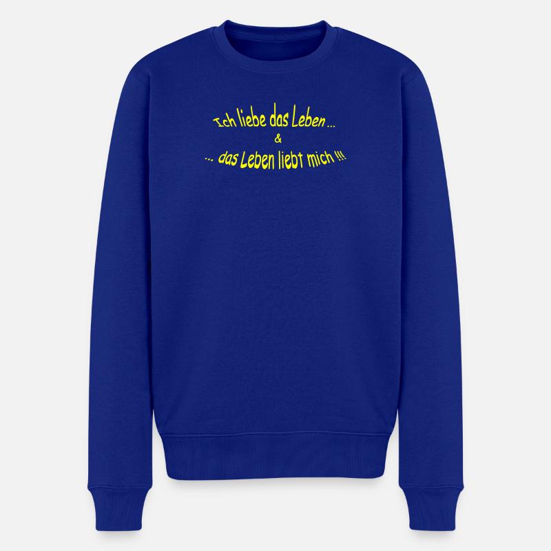 Ich-liebe-das-Leben-gelb - Männer Premium Bio Pullover - Royalblau