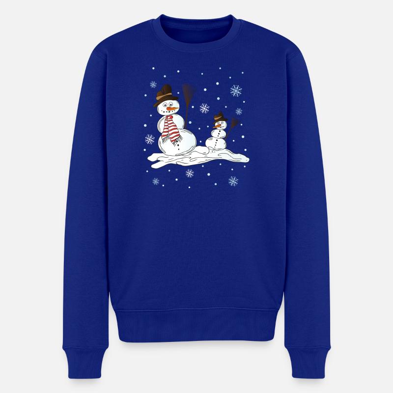 Schneemann Winter Schneeflocken - Männer Premium Bio Pullover - Royalblau