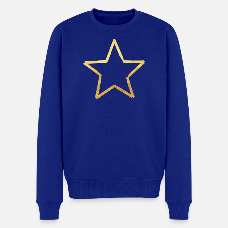 Stern Gold Optik Glück edel Geschenk - Männer Premium Bio Pullover - Royalblau