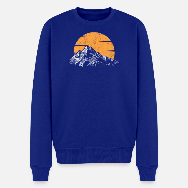Sunset Peak Mountain Silhouette - Männer Premium Bio Pullover - Royalblau