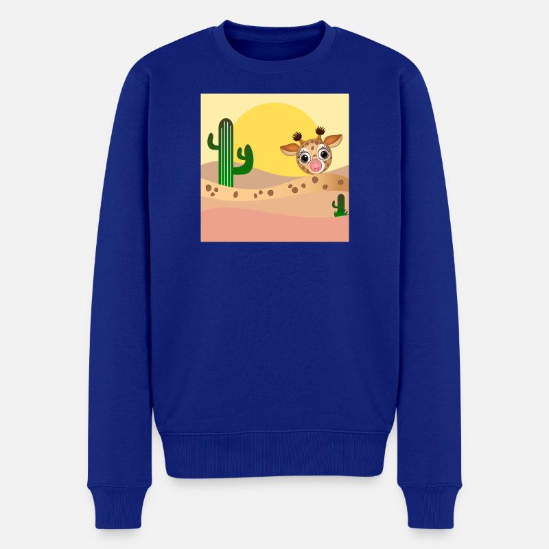GIRAFFE TIERILLUSTRATION - WÜSTE - Männer Premium Bio Pullover - Royalblau