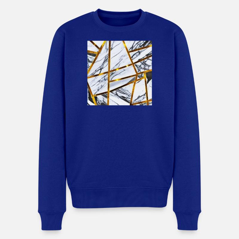 Marbre Or Blanc - Pull Premium bio Homme - bleu roi