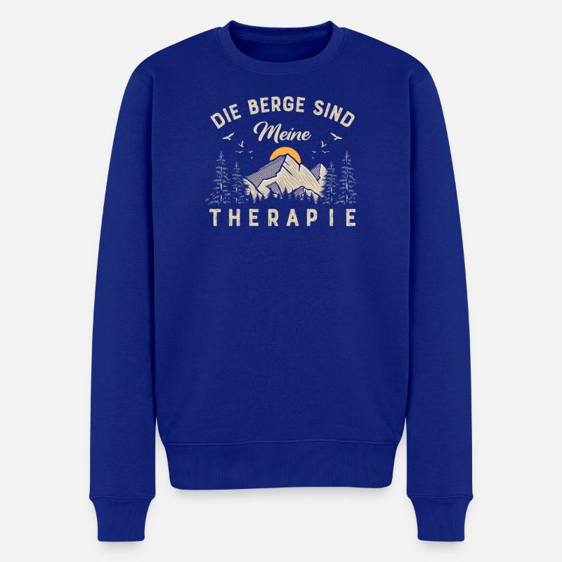 Die Berge sind meine Therapie - Männer Premium Bio Pullover - Royalblau