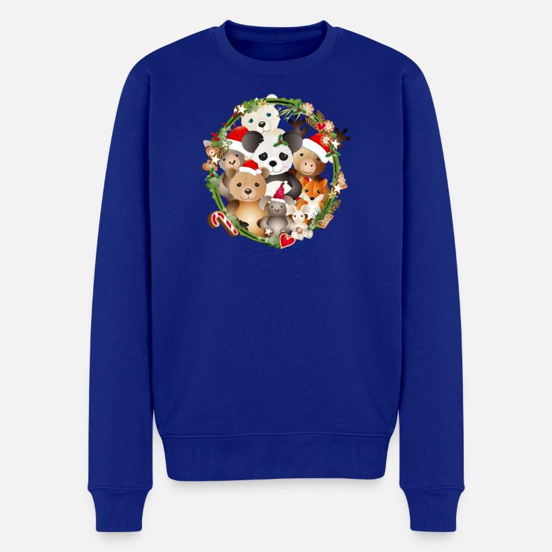 niedliche Tiere feiern gemeinsam Weihnachten - Männer Premium Bio Pullover - Royalblau