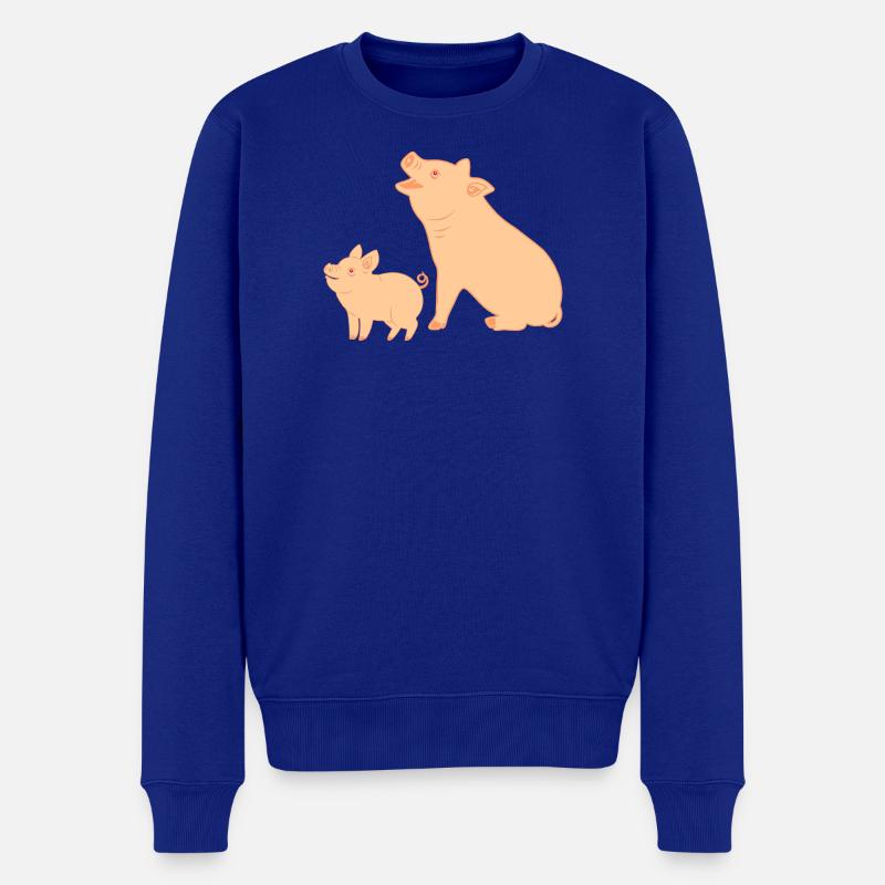 Mutterschwein mit Ferkel - Männer Premium Bio Pullover - Royalblau