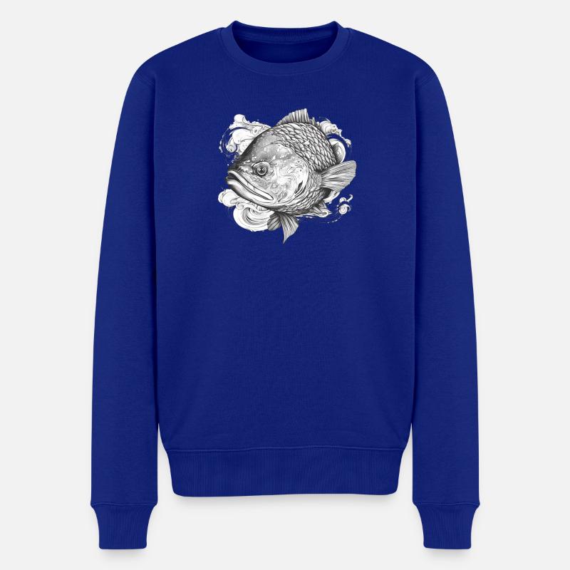 Koi Detailzeichnung Gravurstil - Männer Premium Bio Pullover - Royalblau