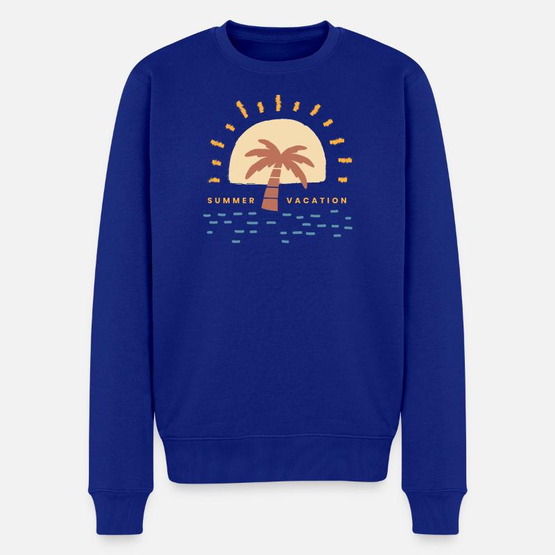 Sunset Palm Urlaub Logo - Männer Premium Bio Pullover - Royalblau