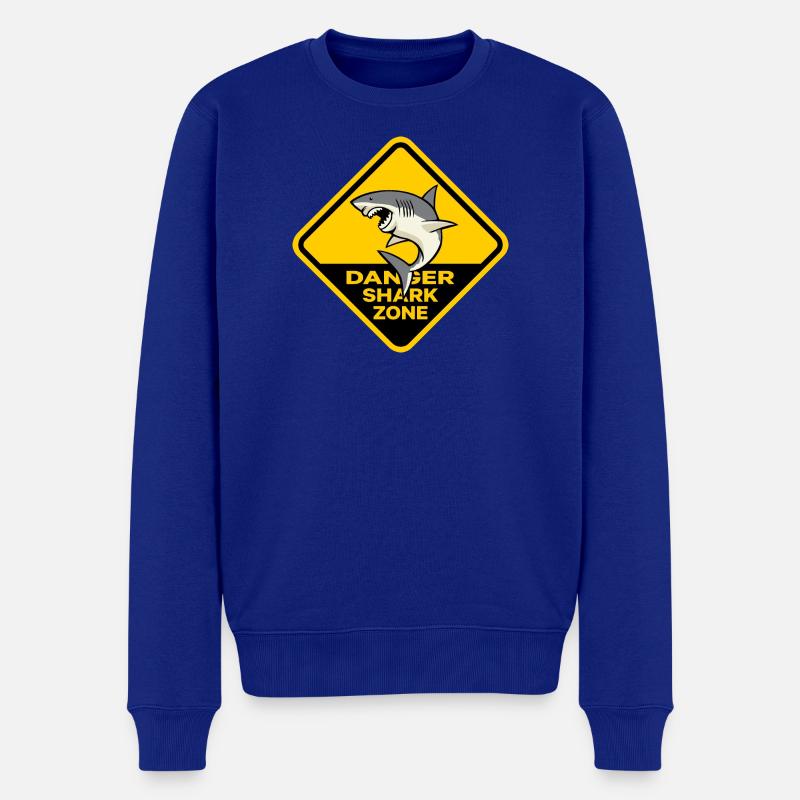 Gefahren-Hai-Zone - Männer Premium Bio Pullover - Royalblau