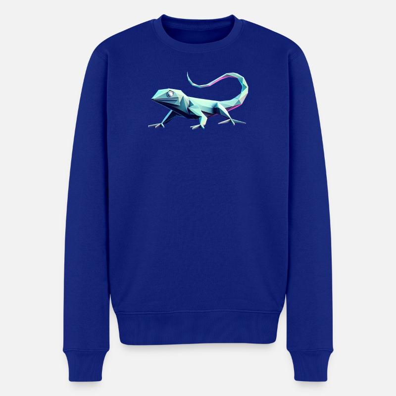 Laufende Eidechse, geometrisches 3D-Origami - Männer Premium Bio Pullover - Royalblau