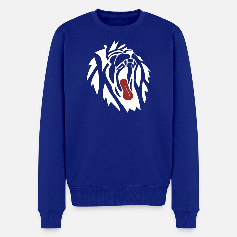 Löwe gähnend - Männer Premium Bio Pullover - Royalblau