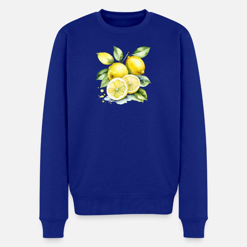 Saure gelbe Zitronen nach Aquarellart - Männer Premium Bio Pullover - Royalblau