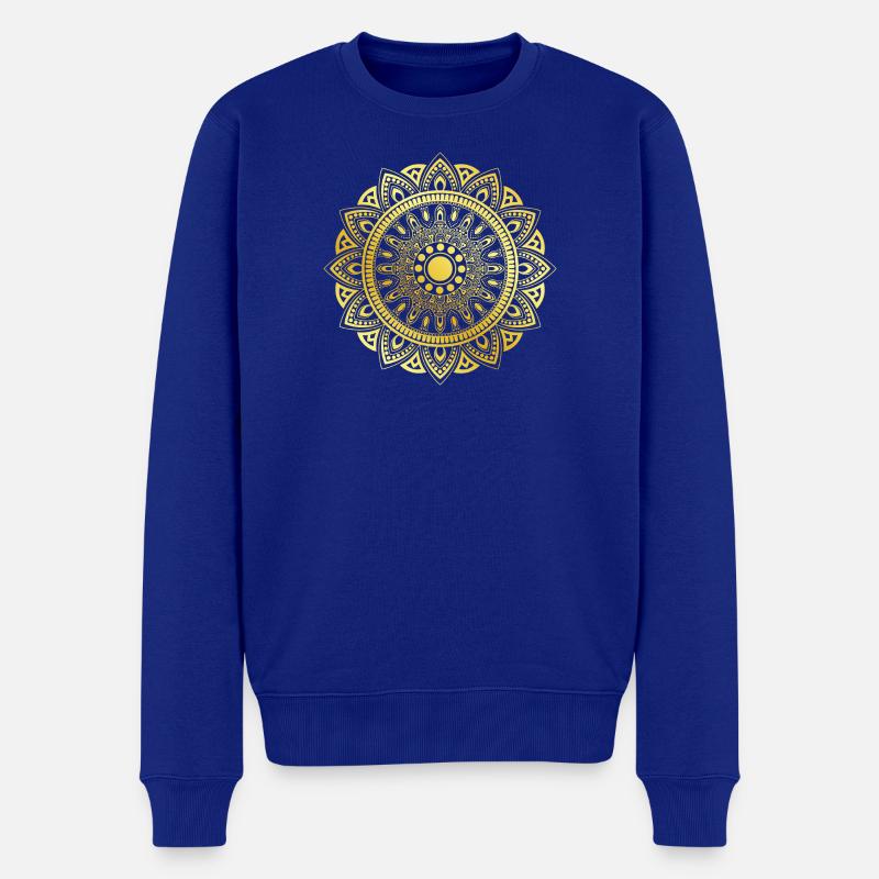 Goldenes Mandala - Männer Premium Bio Pullover - Royalblau