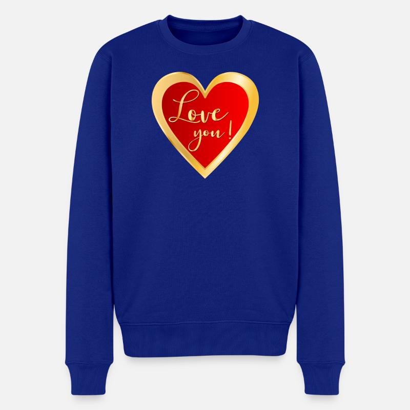 Je t’aime Cœur - Pull Premium bio Homme - bleu roi
