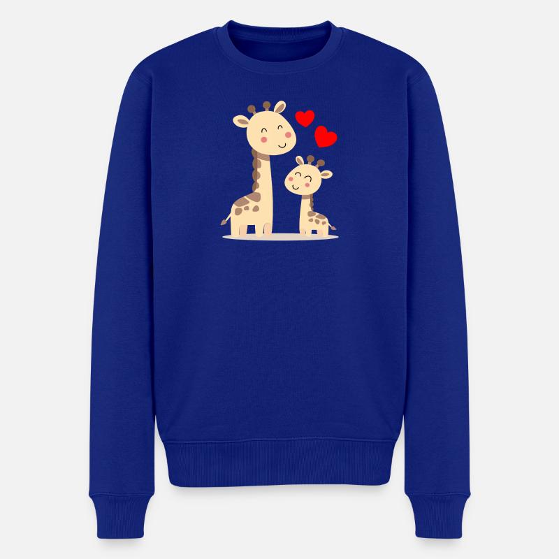 Baby Giraffe mit Mami Giraffe - Männer Premium Bio Pullover - Royalblau